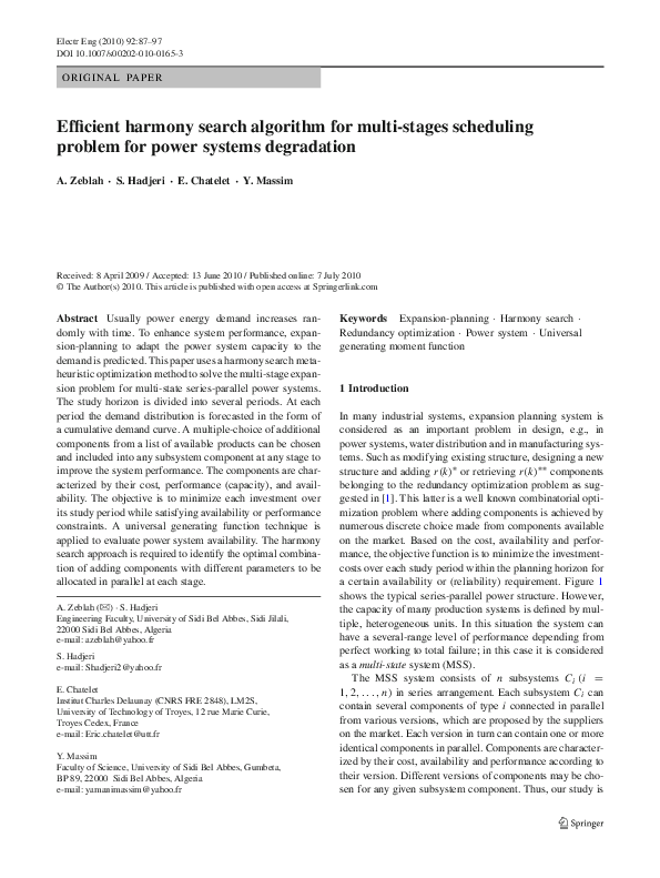 (PDF) Efficient harmony search algorithm for multi-stages scheduling ...