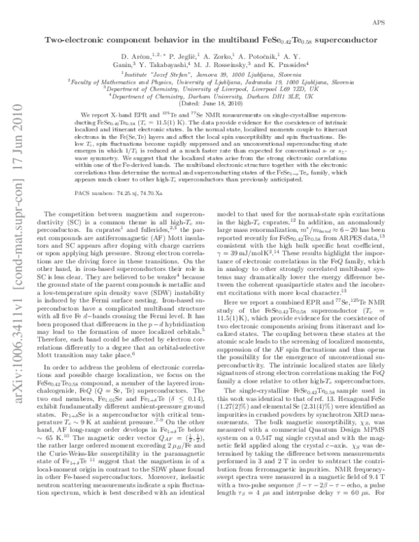 (PDF) Coexistence of localized and itinerant electronic states in the ...