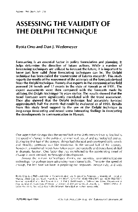 (PDF) Assessing the validity of the Delphi technique
