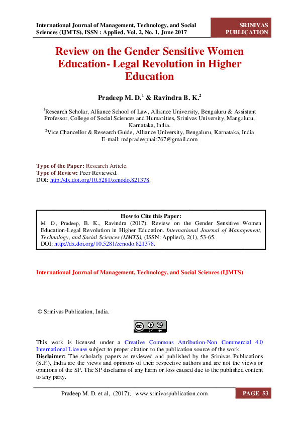 Pdf Review On The Gender Sensitive Women Education Legal