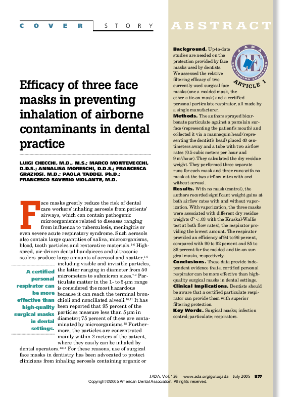 (PDF) Efficacy of three face masks in preventing inhalation of airborne ...