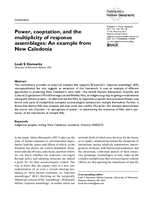 (PDF) Power, cooptation, and the multiplicity of response assemblages