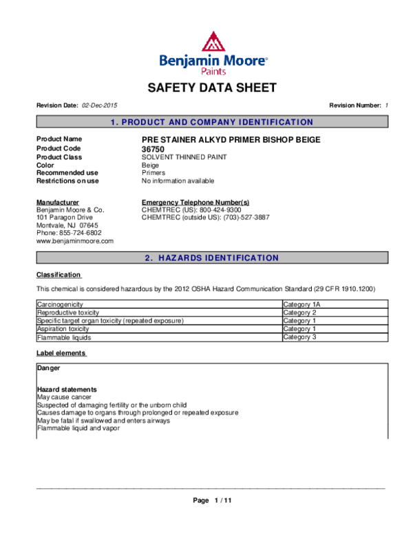 (PDF) SAFETY DATA SHEET PRE STAINER ALKYD PRIMER BEIGE KRUNAL