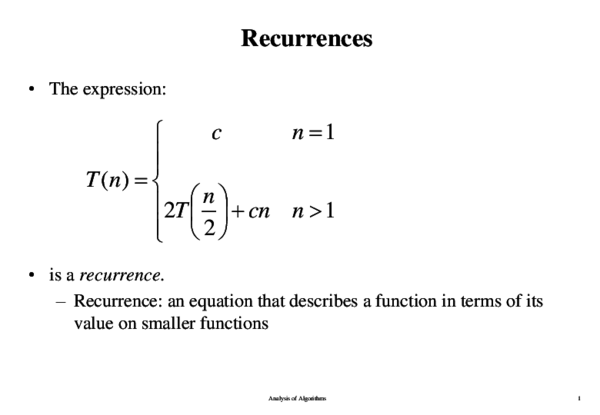 Lec03 recurrence.PPT
