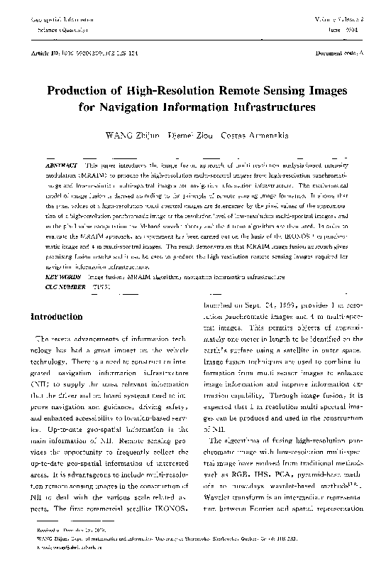 (PDF) Production of high-resolution remote sensing images for ...