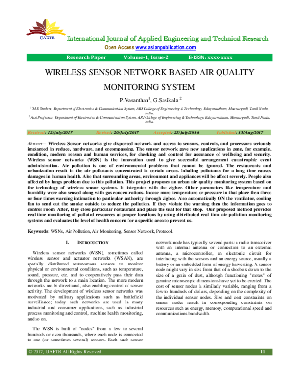 (PDF) WIRELESS SENSOR NETWORK BASED AIR QUALITY MONITORING SYSTEM