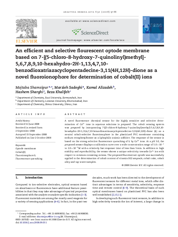 (PDF) An efficient and selective flourescent optode membrane based on 7 ...