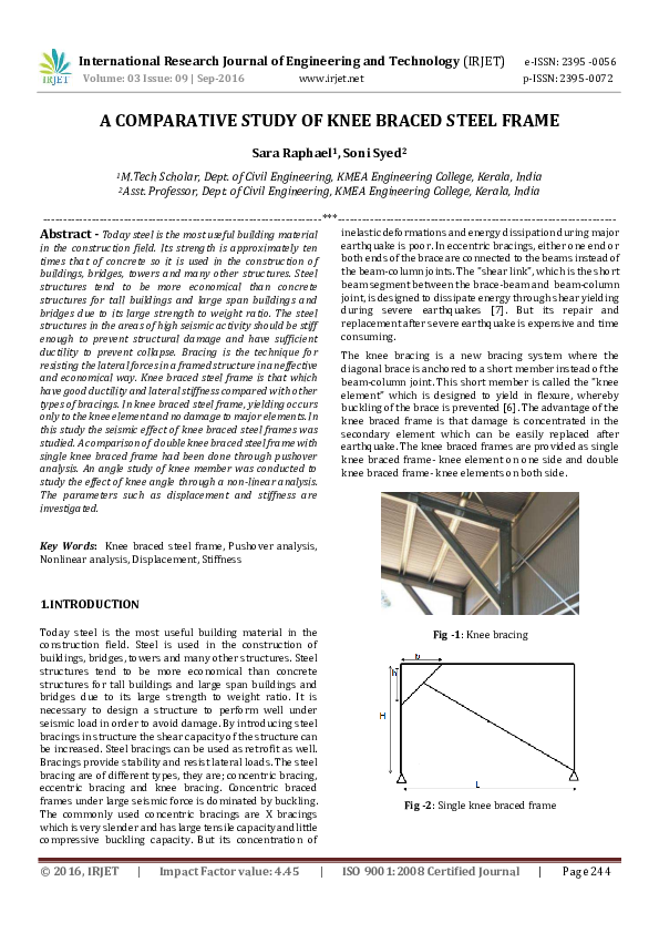 (PDF) A Comparative Study of Knee Braced Steel Frame