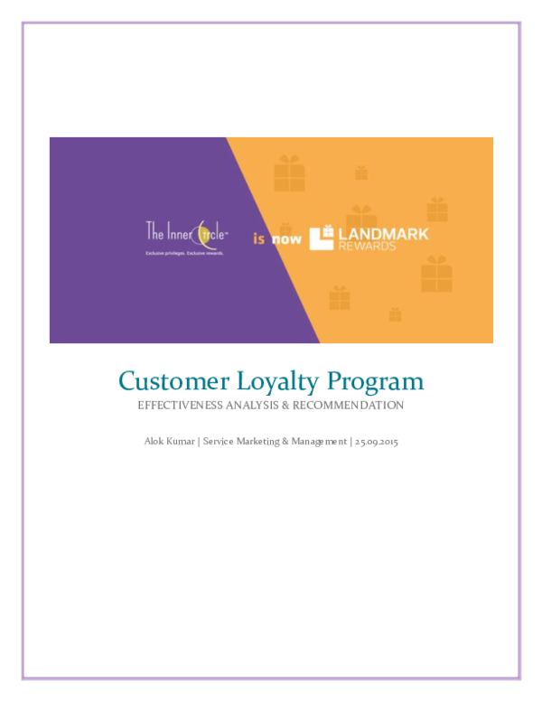 (DOC) Customer Loyalty Program Landmark Rewards Alok Kumar