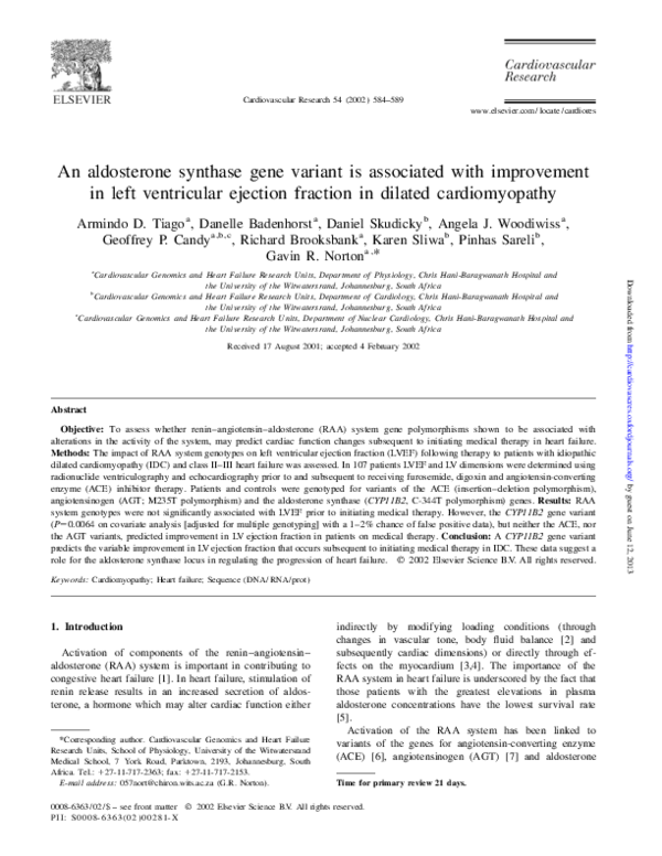 (PDF) An aldosterone synthase gene variant is associated with ...