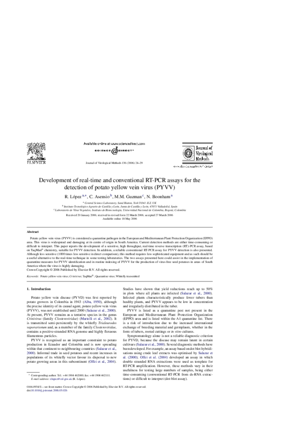 (PDF) Development of real-time and conventional RT-PCR assays for the ...