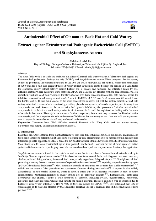 (PDF) Antimicrobial Effect of Cinnamon Extract against Extraintestinal Pathogenic and YENEDITH