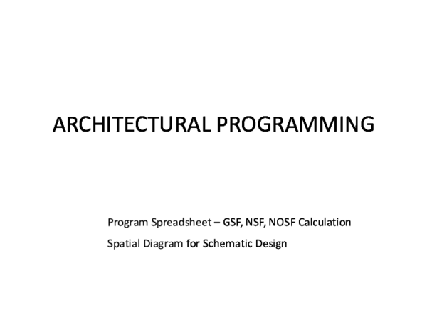 (PDF) ARCHITECTURAL PROGRAMMING ARCHITECTURAL PROGRAMMING Program ...