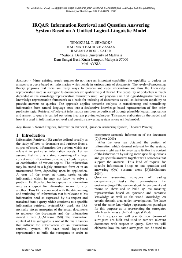 (PDF) IRQAS: information retrieval and question answering system based ...