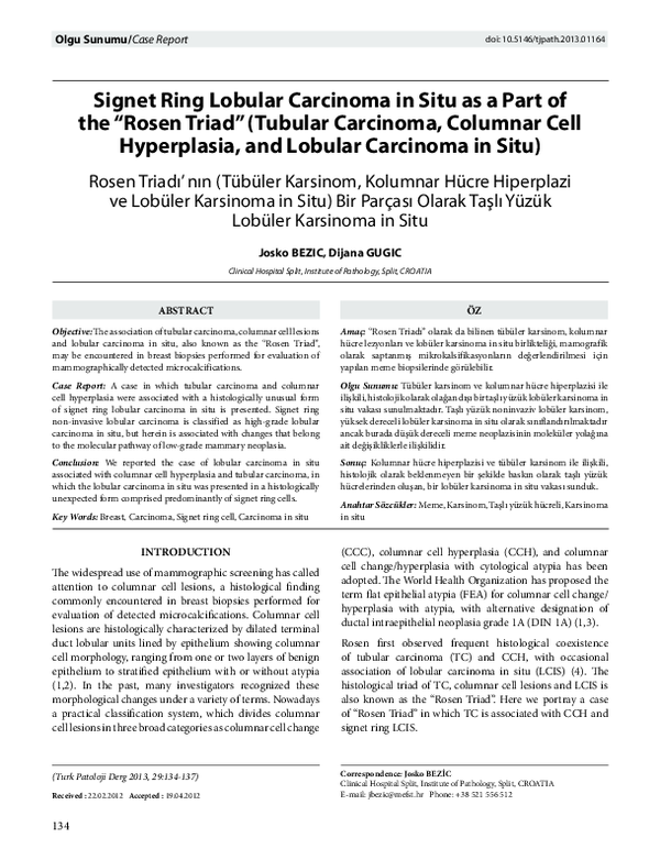 (PDF) Signet ring lobular carcinoma in situ as a part of the “rosen ...