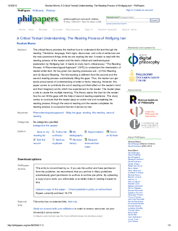 (PDF) A Critical Textual Understanding: The Reading Process of Wolfgang ...