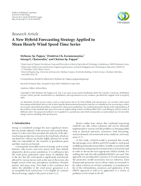 (PDF) Hybrid wind speed forecasting using ARMA models and support ...