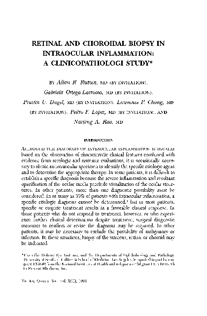 (PDF) Retinal and choroidal biopsy in intraocular inflammation: a ...