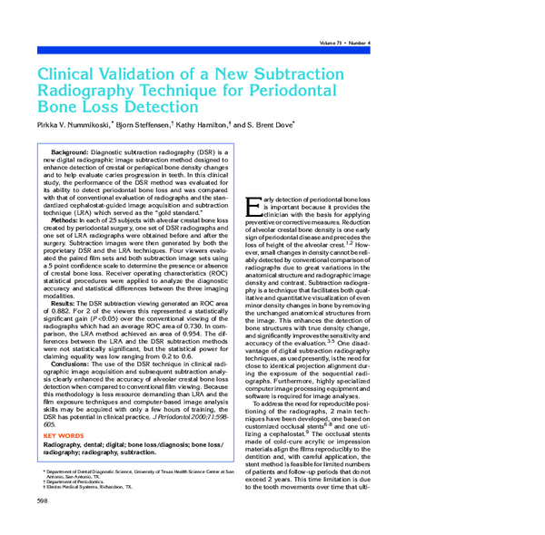 (PDF) Clinical Validation of a New Subtraction Radiography Technique