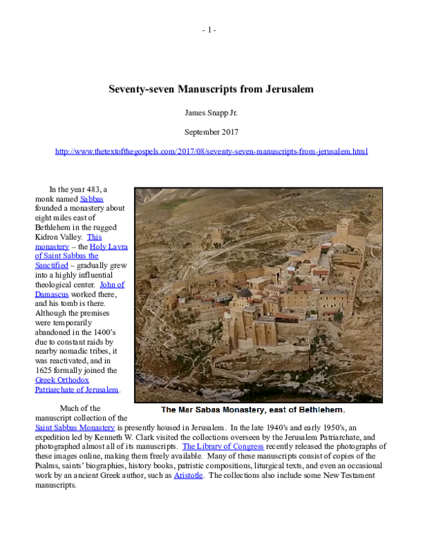 (DOC) Seventy-seven Manuscripts from Jerusalem