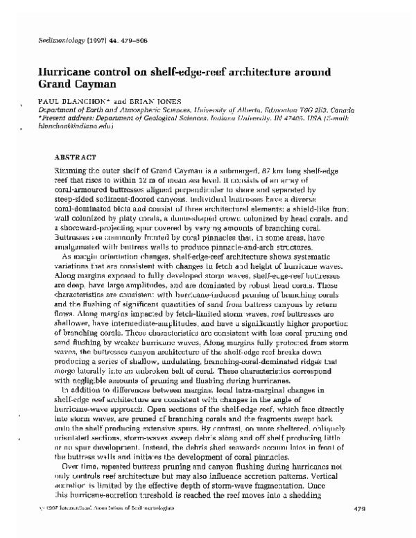 (PDF) Hurricane control on shelfedgereef architecture around Grand