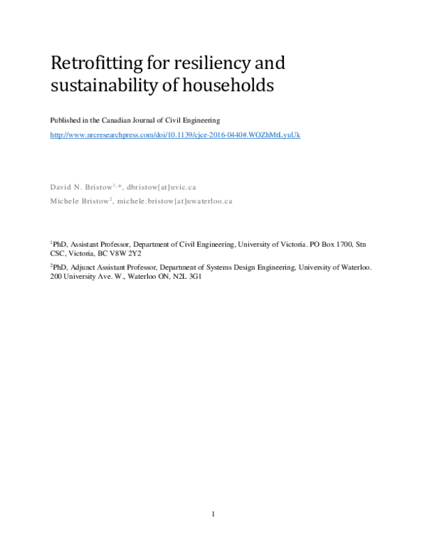 (PDF) Retrofitting for resiliency and sustainability of households
