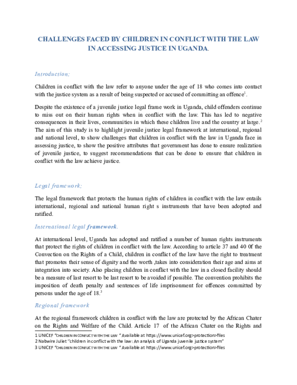 (DOC) CHALLENGES FACED BY CHILDREN IN CONFLICT WITH THE LAW IN ...