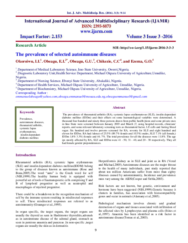 (PDF) The prevalence of selected autoimmune diseases