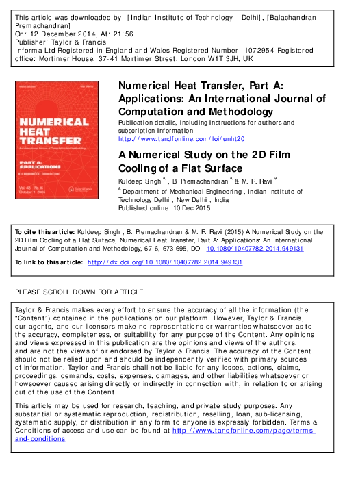 (PDF) Numerical Heat Transfer, Part A Applications An International