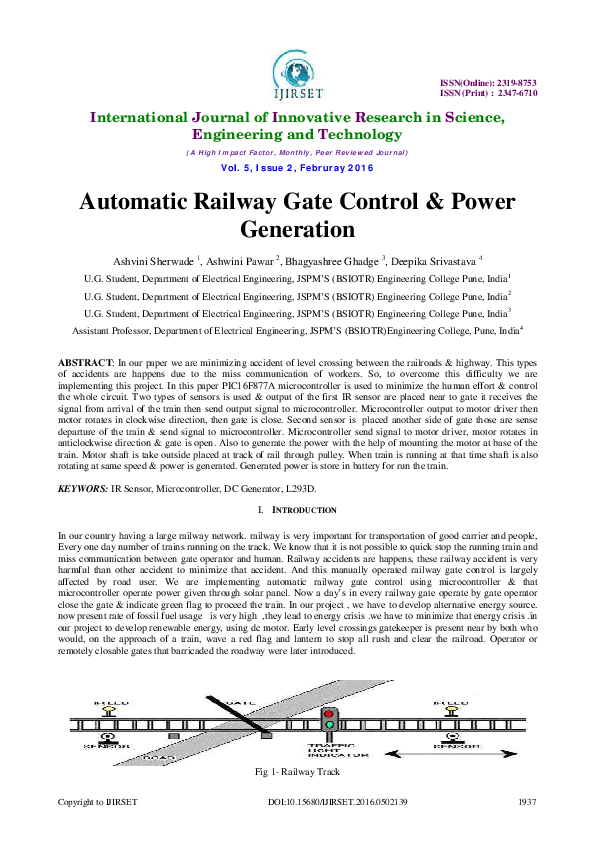 (PDF) Automatic Railway Gate Control & Power Generation Midhuna