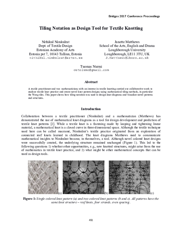 (PDF) Tiling Notation as Design Tool for Textile Knotting
