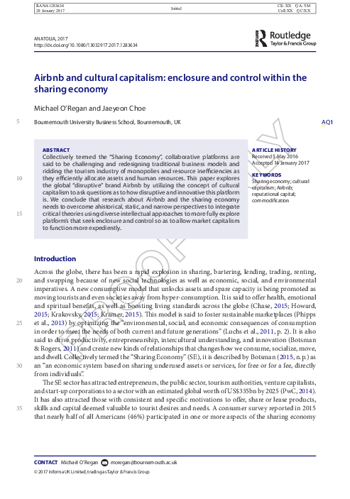 (PDF) Airbnb and cultural capitalism: enclosure and control within the ...