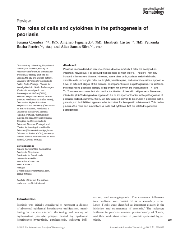 (PDF) The roles of cells and cytokines in the pathogenesis of psoriasis