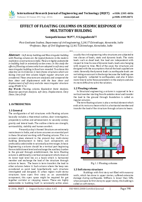 (PDF) EFFECT OF FLOATING COLUMNS ON SEISMIC RESPONSE OF MULTISTORY BUILDING
