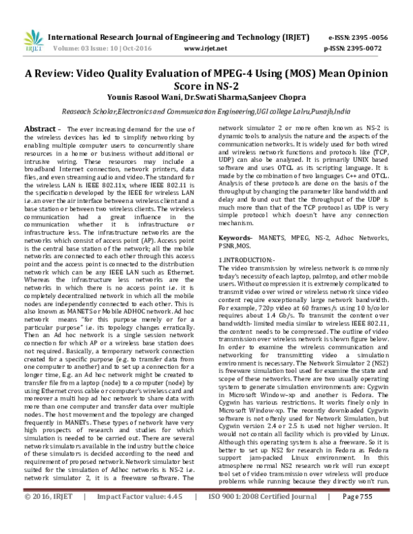 (PDF) A Review: Video Quality Evaluation of MPEG-4 Using (MOS) Mean ...