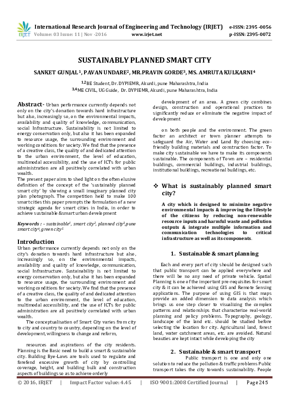 (PDF) SUSTAINABLY PLANNED SMART CITY