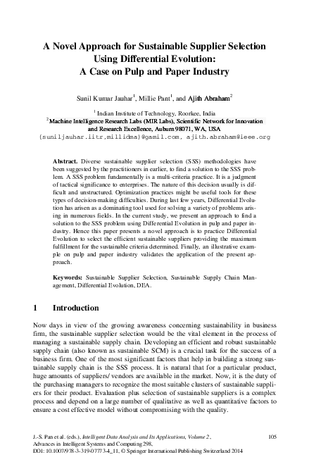 (PDF) A Novel Approach for Sustainable Supplier Selection Using ...