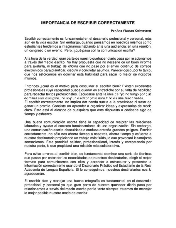 (DOC) IMPORTANCIA DE ESCRIBIR CORRECTAMENTE Paulina Marcos Hernandez (DOC) IMPORTANCIA DE ESCRIBIR CORRECTAMENTE Paulina Marcos Hernandez