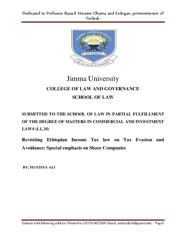 PDF Revisiting Ethiopian Income Tax Law On Tax Evasion And Avoidance Special Emphasis On