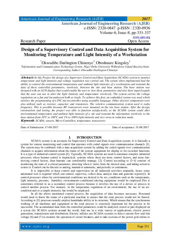 (PDF) Design of a Supervisory Control and Data Acquisition System for ...