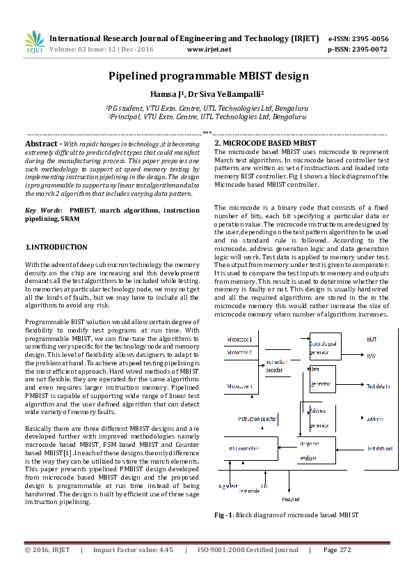 (PDF) Pipelined programmable MBIST design
