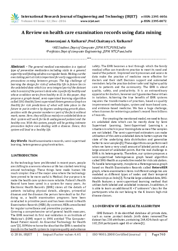 (PDF) A Review on health care examination records using data mining