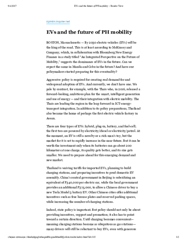 (PDF) EVs and the future of PH mobility