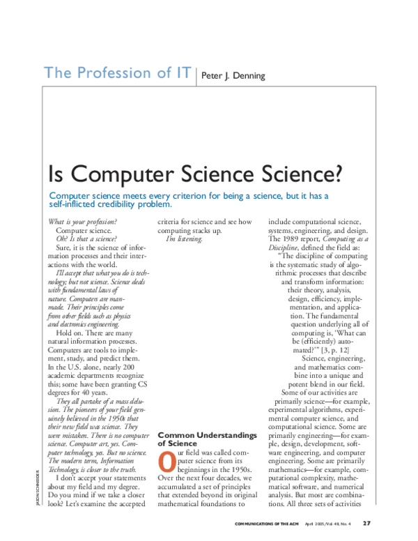 (PDF) Computer Science Is AScience