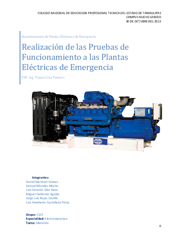 (DOC) Mantenimiento de Plantas Eléctricas de Emergencia Carlos Ramirez Academia.edu