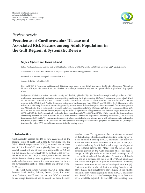 (PDF) Prevalence of Cardiovascular Disease and Associated Risk Factors ...