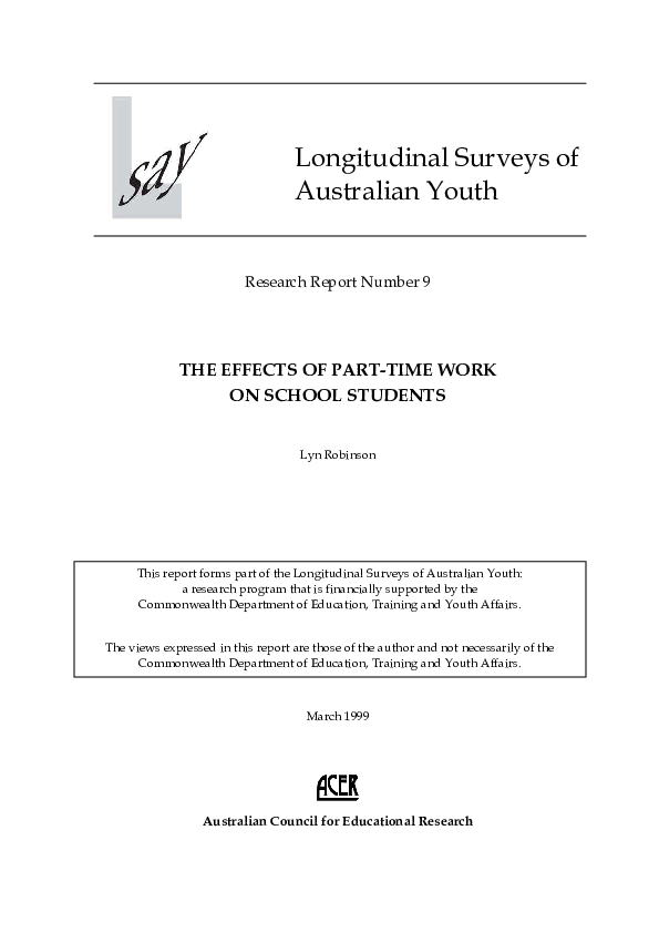 (PDF) The effects of part-time work on school students
