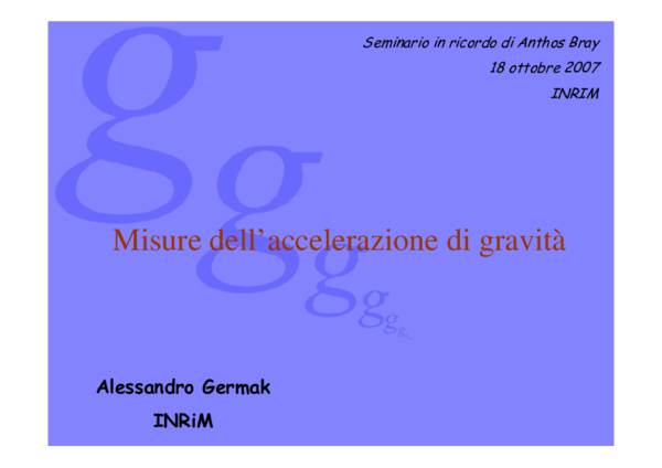 (PDF) Misure dell’accelerazione di gravità | Alessandro Germak