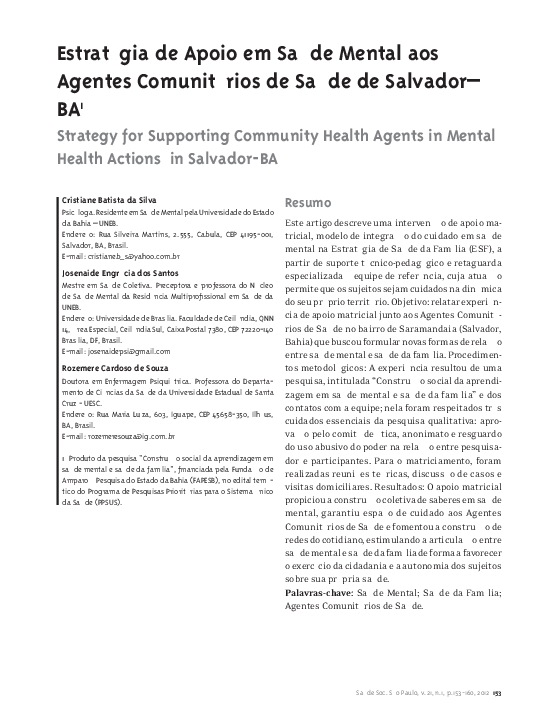 (PDF) Strategy for Supporting Community Health Agents in Mental Health ...