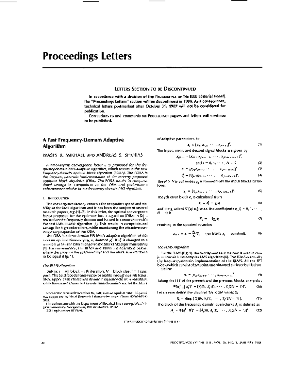 (PDF) A fast frequency-domain adaptive algorithm